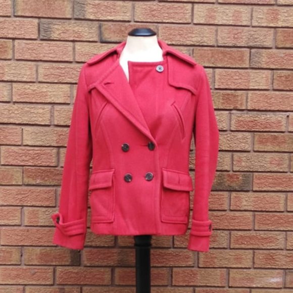American Eagle Red Peacoat - Picture 1 of 5